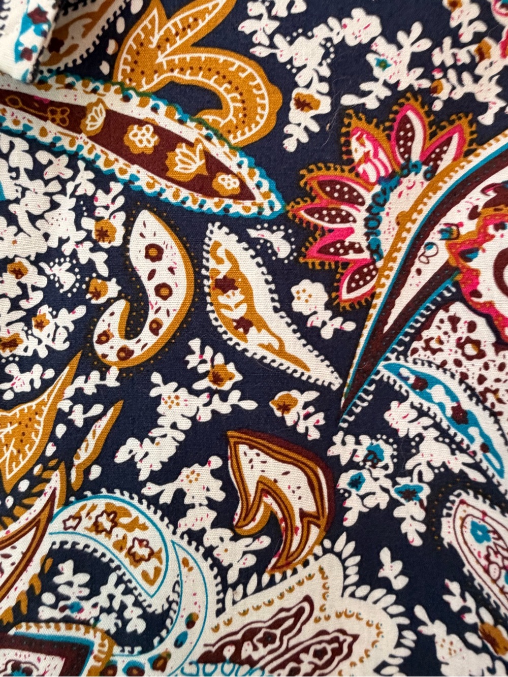 SSLR Shirt Mens Cotton Navy Paisley Print Button Up Long Sleeve, Sz M - Picture 8 of 14